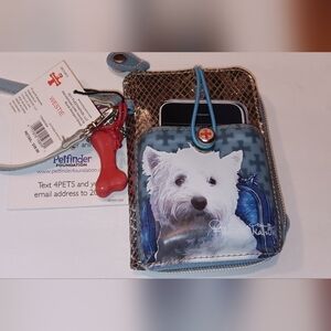 WESTIE Dog Wristlet WALLET with Bone Charm